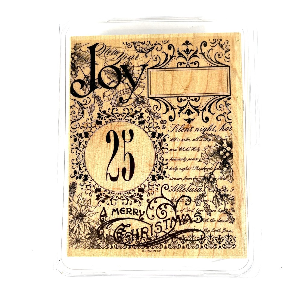 STAMPIN UP Big On Christmas Rubber Stamp on Wood Made In The USA‎